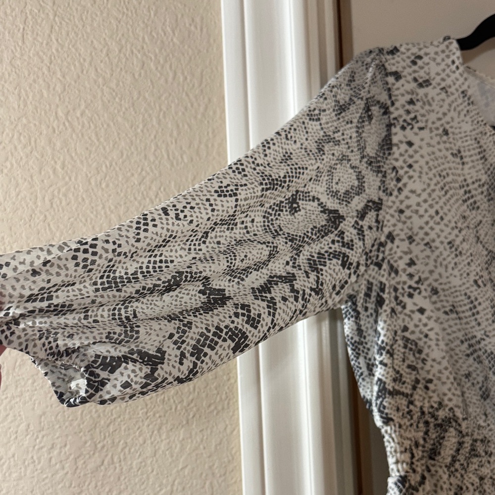J. Crew Black and Gray Snake Print Long Sleeve Dress - Picture 3 of 4